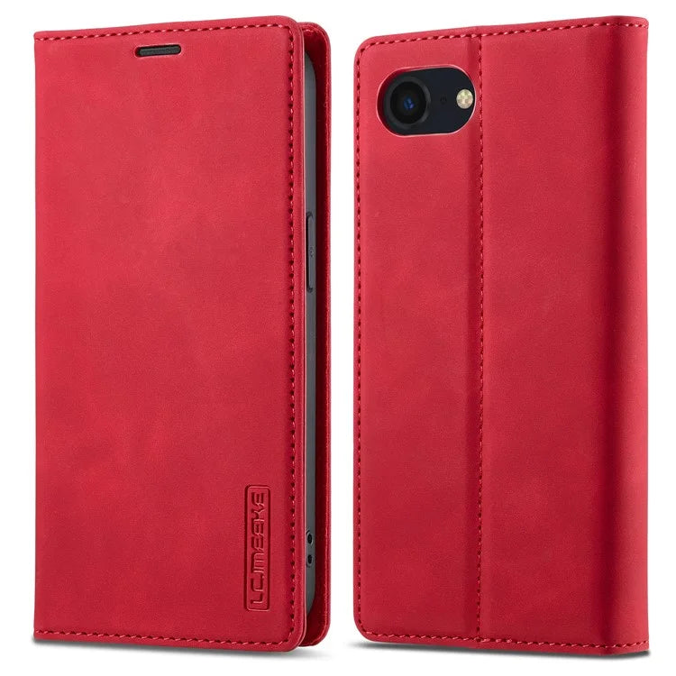 LC.IMEEKE For iPhone SE (2024) Case Scratch-proof Microfiber Leather Magnetic Closing Phone Cover