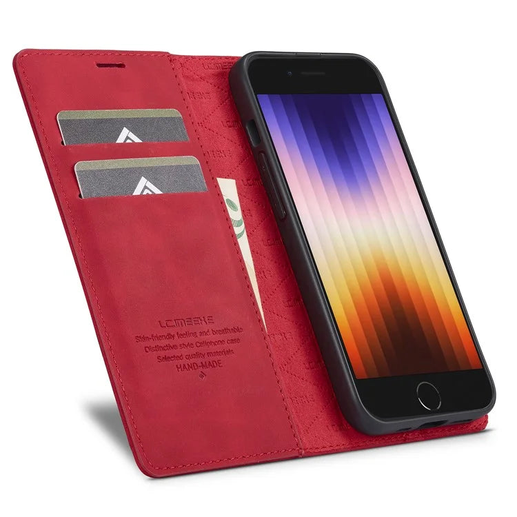 LC.IMEEKE For iPhone SE (2024) Case Scratch-proof Microfiber Leather Magnetic Closing Phone Cover