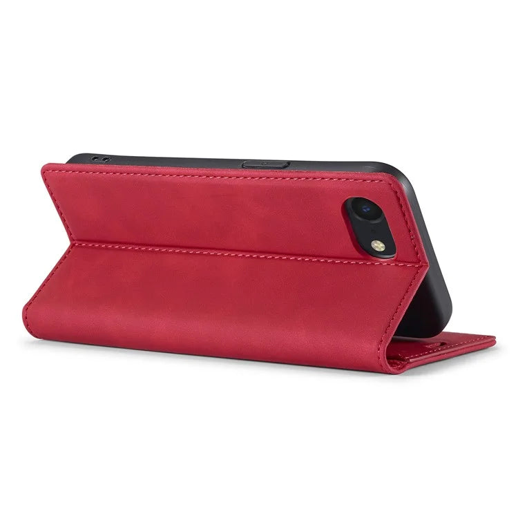 LC.IMEEKE For iPhone SE (2024) Case Scratch-proof Microfiber Leather Magnetic Closing Phone Cover