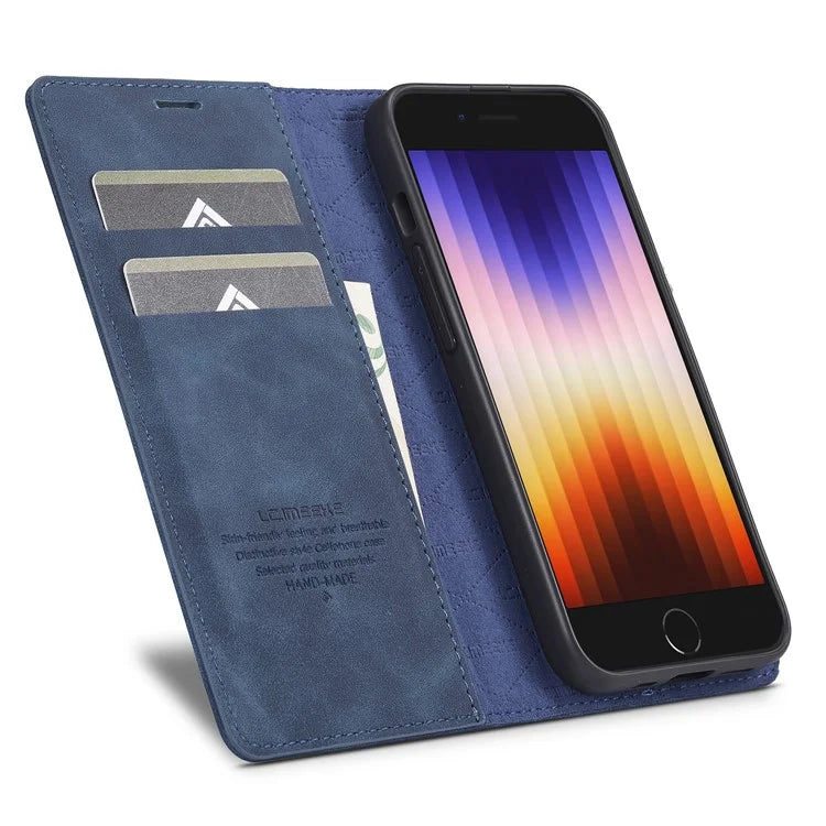 LC.IMEEKE For iPhone SE (2024) Case Scratch-proof Microfiber Leather Magnetic Closing Phone Cover