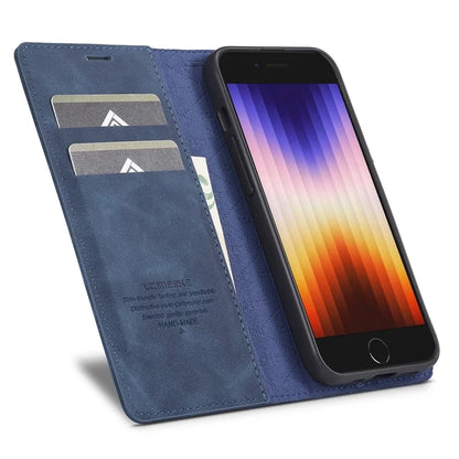 LC.IMEEKE For iPhone SE (2024) Case Scratch-proof Microfiber Leather Magnetic Closing Phone Cover