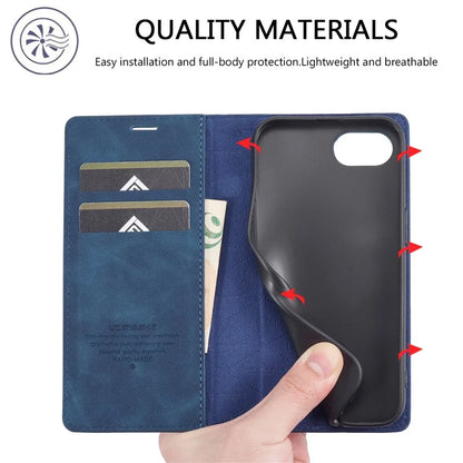 LC.IMEEKE For iPhone SE (2024) Case Scratch-proof Microfiber Leather Magnetic Closing Phone Cover