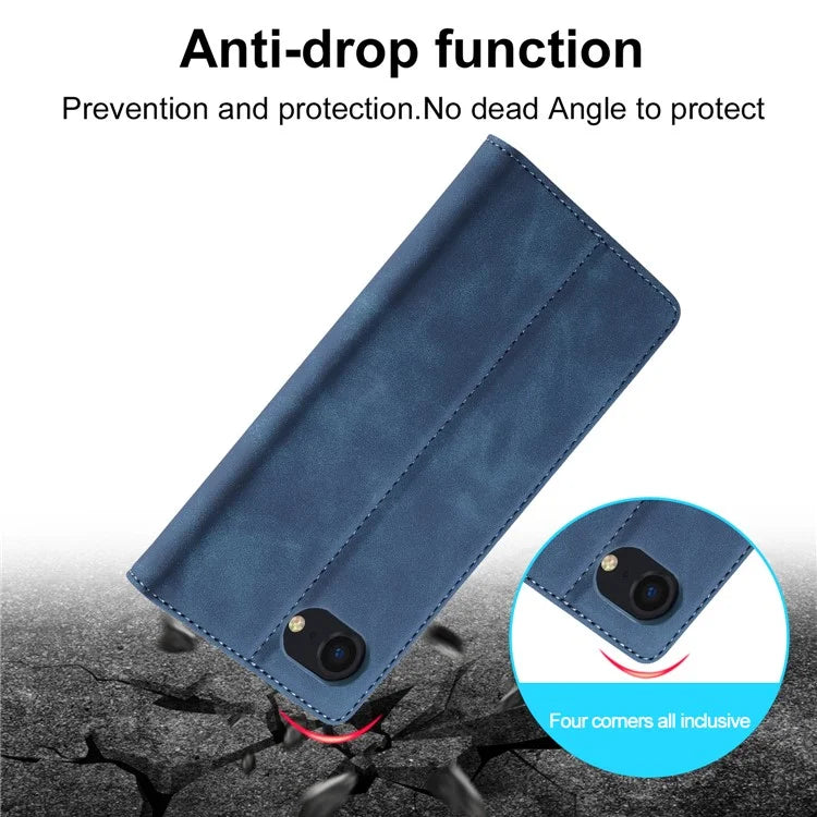LC.IMEEKE For iPhone SE (2024) Case Scratch-proof Microfiber Leather Magnetic Closing Phone Cover