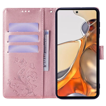 For Xiaomi 11T 5G / 11T Pro 5G Phone Case Wrist Strap Card Slots Butterfly Flower Leather Cover
