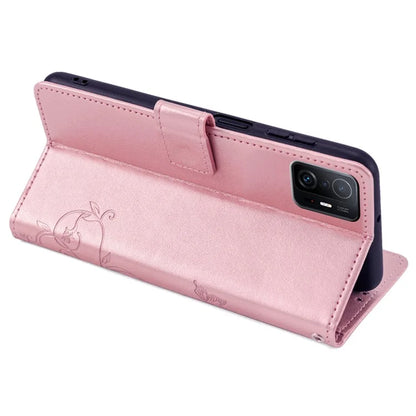 For Xiaomi 11T 5G / 11T Pro 5G Phone Case Wrist Strap Card Slots Butterfly Flower Leather Cover