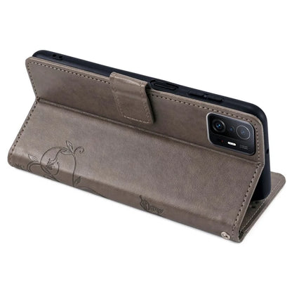 For Xiaomi 11T 5G / 11T Pro 5G Phone Case Wrist Strap Card Slots Butterfly Flower Leather Cover