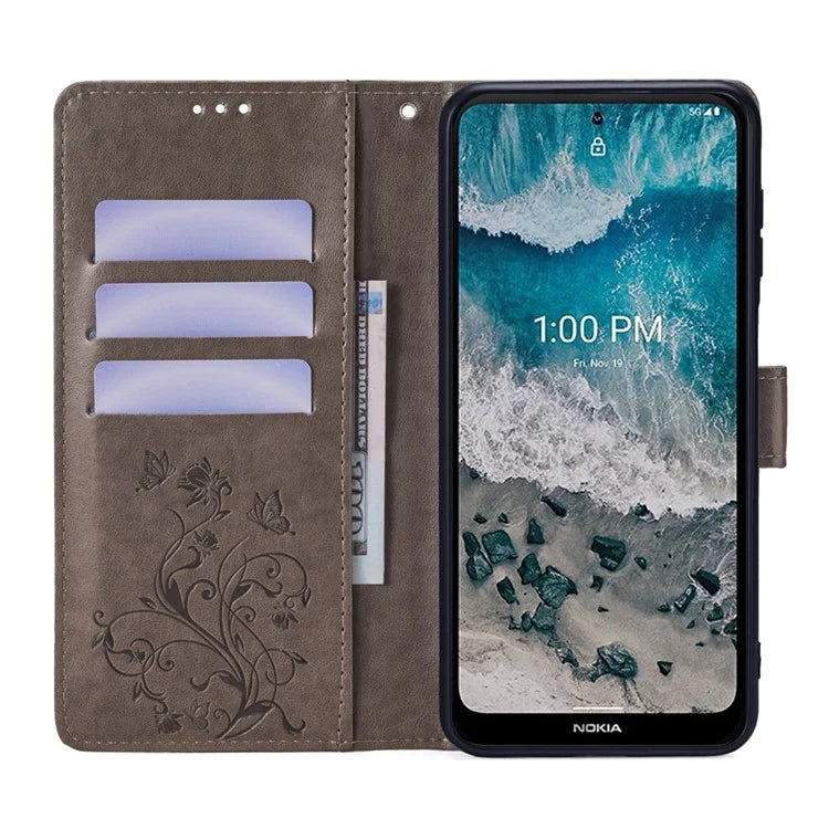 For Nokia X100 5G Wallet Phone Case Butterfly Flower PU Leather Cover Online Shopping Wholesale