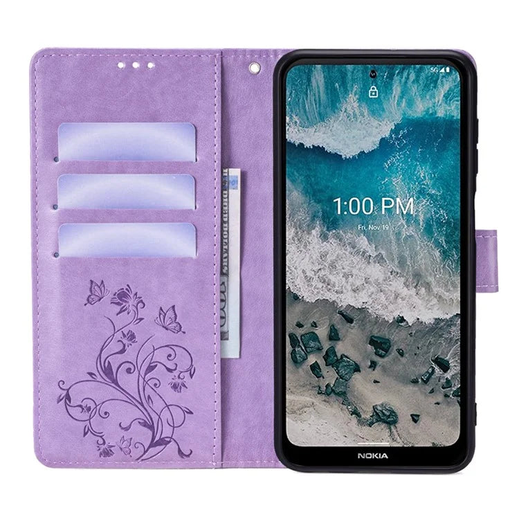 For Nokia X100 5G Wallet Phone Case Butterfly Flower PU Leather Cover Online Shopping Wholesale