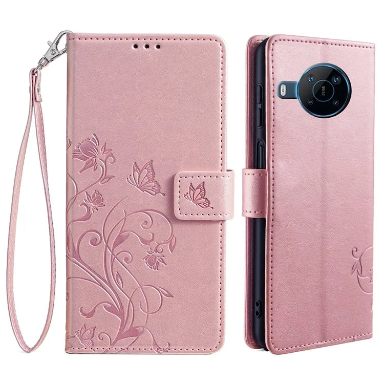 For Nokia X100 5G Wallet Phone Case Butterfly Flower PU Leather Cover Online Shopping Wholesale
