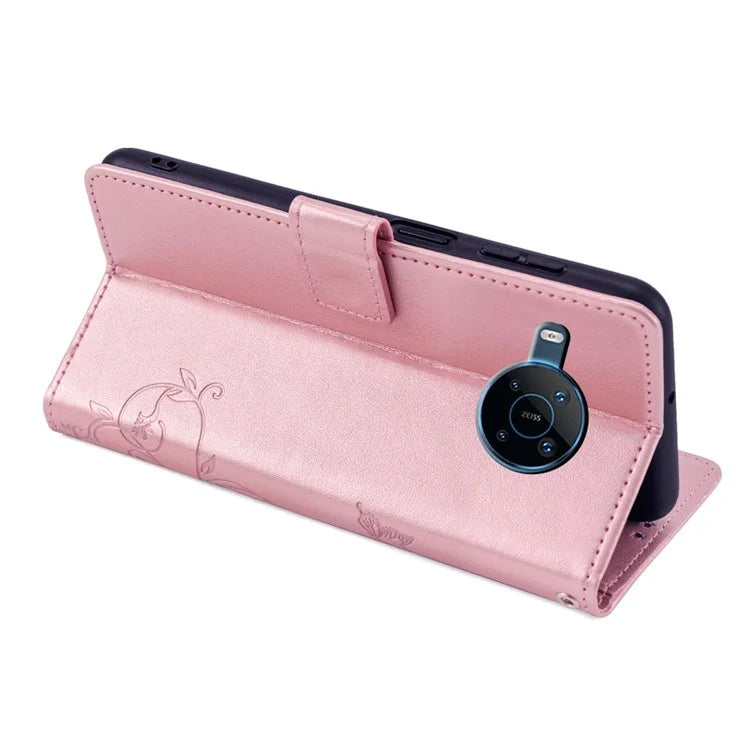 For Nokia X100 5G Wallet Phone Case Butterfly Flower PU Leather Cover Online Shopping Wholesale