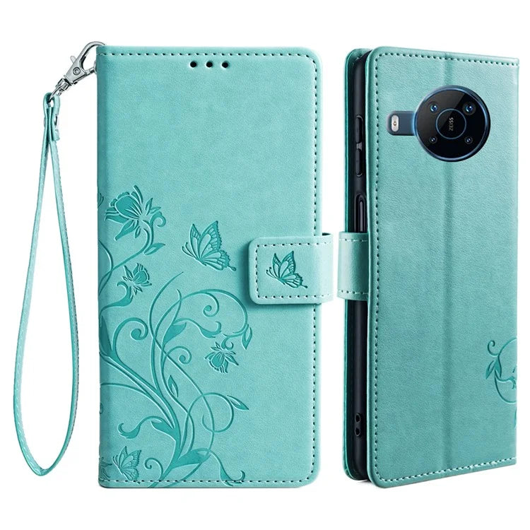 For Nokia X100 5G Wallet Phone Case Butterfly Flower PU Leather Cover Online Shopping Wholesale