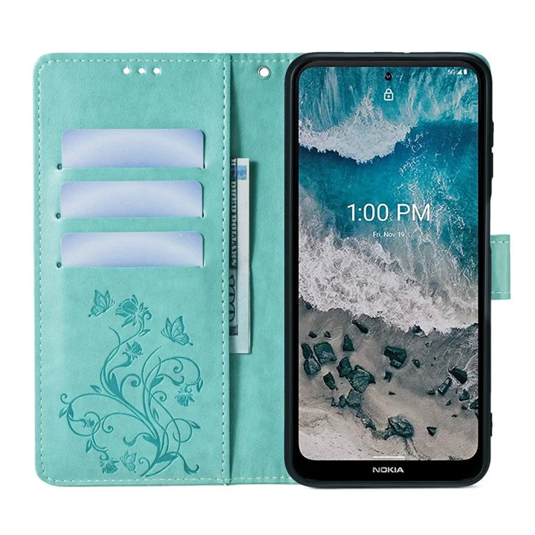 For Nokia X100 5G Wallet Phone Case Butterfly Flower PU Leather Cover Online Shopping Wholesale