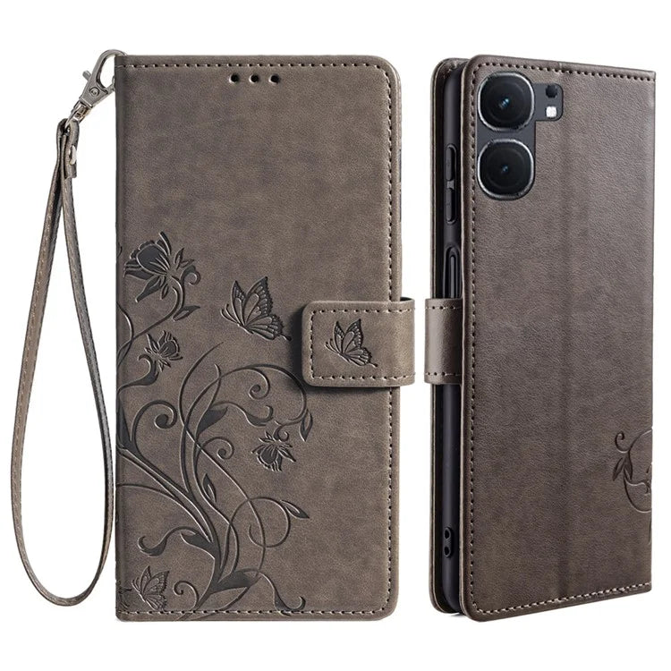 For vivo iQOO Neo9 5G / Neo9 Pro 5G Case PU Leather Butterfly Floral Flip Stand Phone Cover
