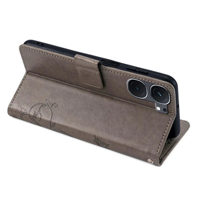 For vivo iQOO Neo9 5G / Neo9 Pro 5G Case PU Leather Butterfly Floral Flip Stand Phone Cover