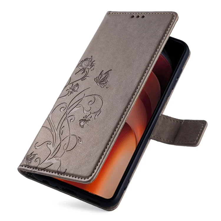 For vivo iQOO Neo9 5G / Neo9 Pro 5G Case PU Leather Butterfly Floral Flip Stand Phone Cover