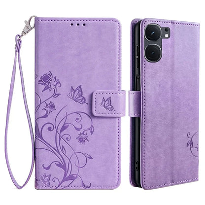 For vivo iQOO Neo9 5G / Neo9 Pro 5G Case PU Leather Butterfly Floral Flip Stand Phone Cover
