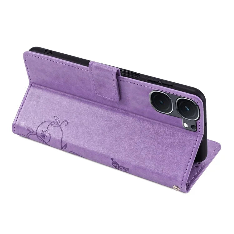 For vivo iQOO Neo9 5G / Neo9 Pro 5G Case PU Leather Butterfly Floral Flip Stand Phone Cover