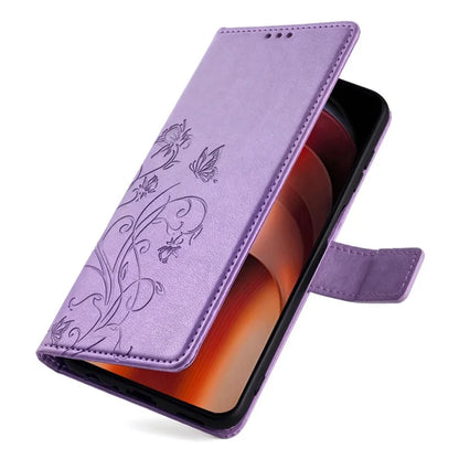 For vivo iQOO Neo9 5G / Neo9 Pro 5G Case PU Leather Butterfly Floral Flip Stand Phone Cover
