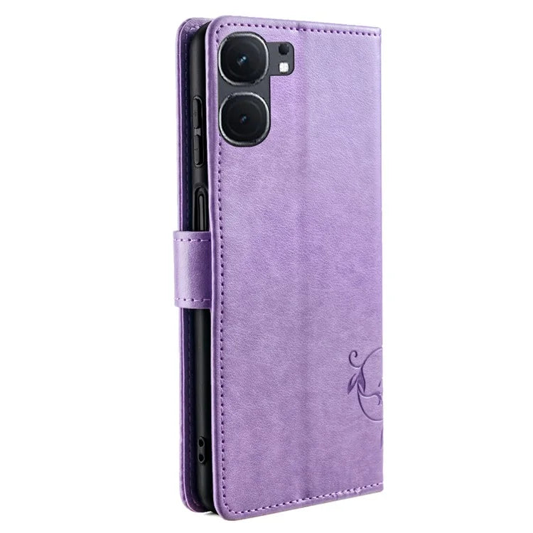 For vivo iQOO Neo9 5G / Neo9 Pro 5G Case PU Leather Butterfly Floral Flip Stand Phone Cover