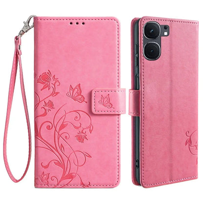 For vivo iQOO Neo9 5G / Neo9 Pro 5G Case PU Leather Butterfly Floral Flip Stand Phone Cover