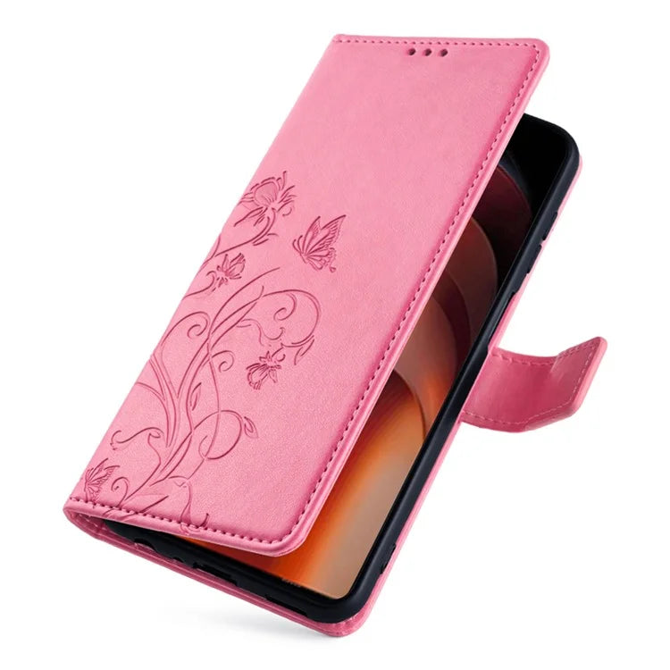 For vivo iQOO Neo9 5G / Neo9 Pro 5G Case PU Leather Butterfly Floral Flip Stand Phone Cover