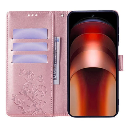 For vivo iQOO Neo9 5G / Neo9 Pro 5G Case PU Leather Butterfly Floral Flip Stand Phone Cover