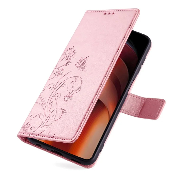 For vivo iQOO Neo9 5G / Neo9 Pro 5G Case PU Leather Butterfly Floral Flip Stand Phone Cover