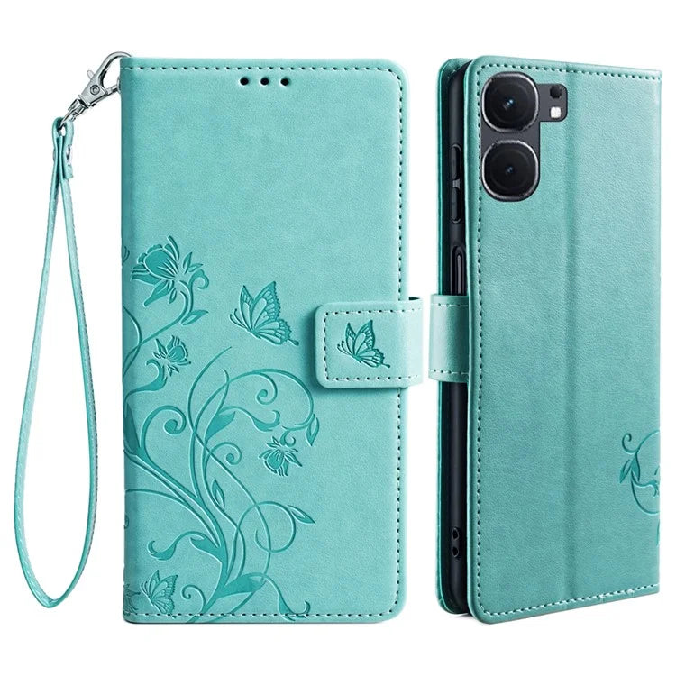 For vivo iQOO Neo9 5G / Neo9 Pro 5G Case PU Leather Butterfly Floral Flip Stand Phone Cover