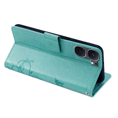 For vivo iQOO Neo9 5G / Neo9 Pro 5G Case PU Leather Butterfly Floral Flip Stand Phone Cover