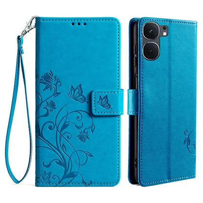 For vivo iQOO Neo9 5G / Neo9 Pro 5G Case PU Leather Butterfly Floral Flip Stand Phone Cover