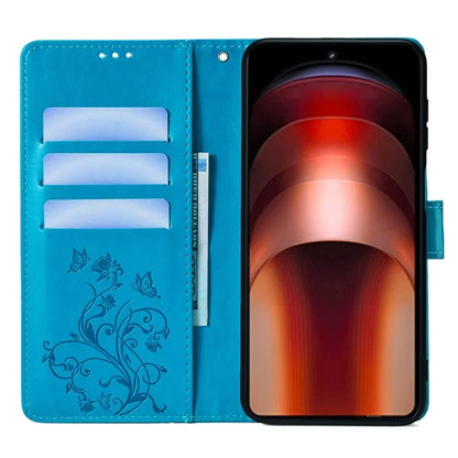 For vivo iQOO Neo9 5G / Neo9 Pro 5G Case PU Leather Butterfly Floral Flip Stand Phone Cover