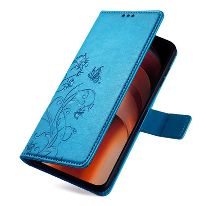 For vivo iQOO Neo9 5G / Neo9 Pro 5G Case PU Leather Butterfly Floral Flip Stand Phone Cover