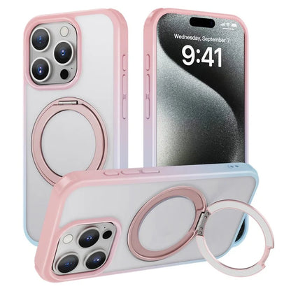 For iPhone 15 Pro Case Kickstand PC+TPU Phone Cover Compatible with MagSafe