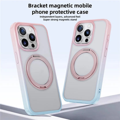 For iPhone 15 Pro Case Kickstand PC+TPU Phone Cover Compatible with MagSafe