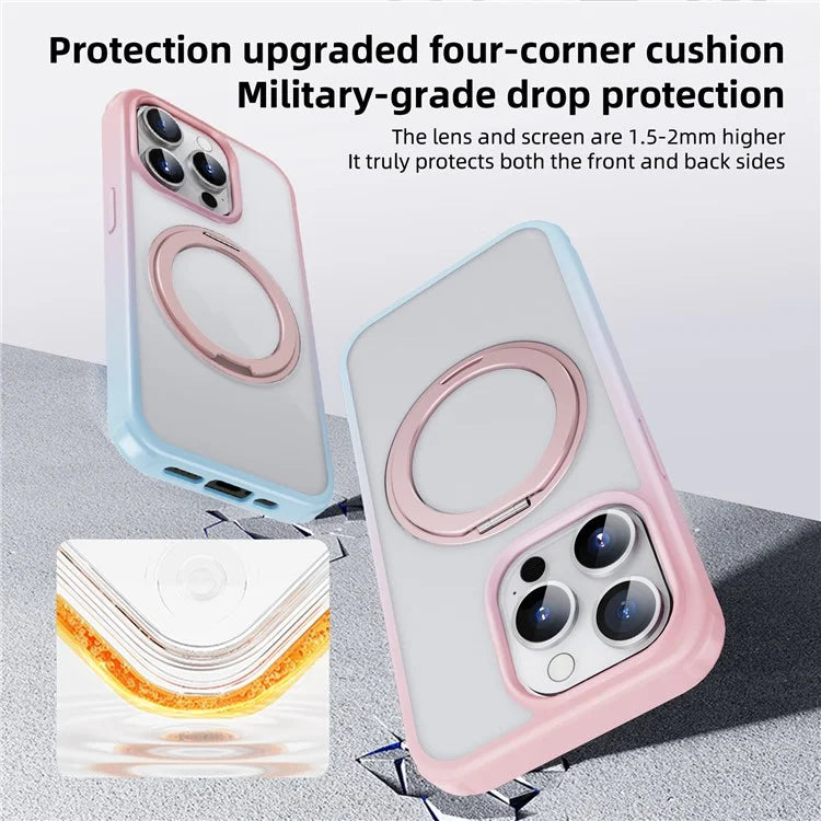 For iPhone 15 Pro Case Kickstand PC+TPU Phone Cover Compatible with MagSafe