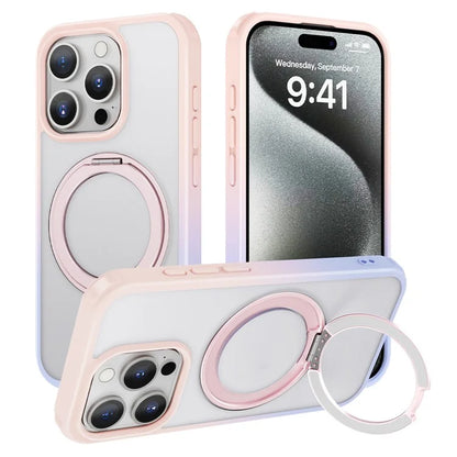 For iPhone 15 Pro Case Kickstand PC+TPU Phone Cover Compatible with MagSafe