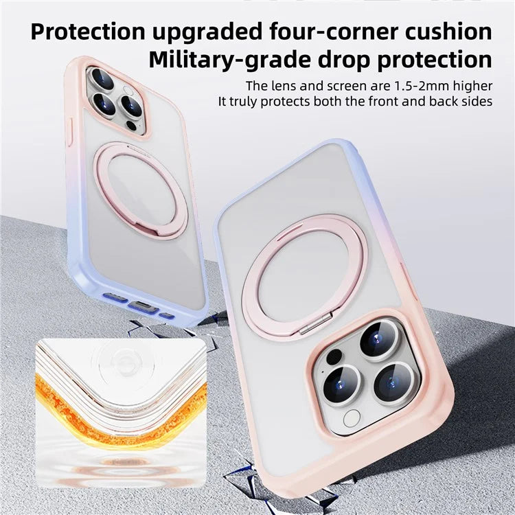 For iPhone 15 Pro Case Kickstand PC+TPU Phone Cover Compatible with MagSafe