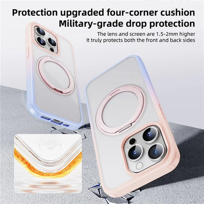 For iPhone 15 Pro Case Kickstand PC+TPU Phone Cover Compatible with MagSafe