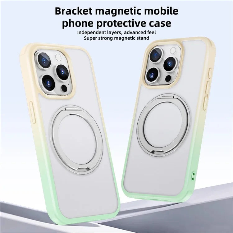 For iPhone 15 Pro Case Kickstand PC+TPU Phone Cover Compatible with MagSafe
