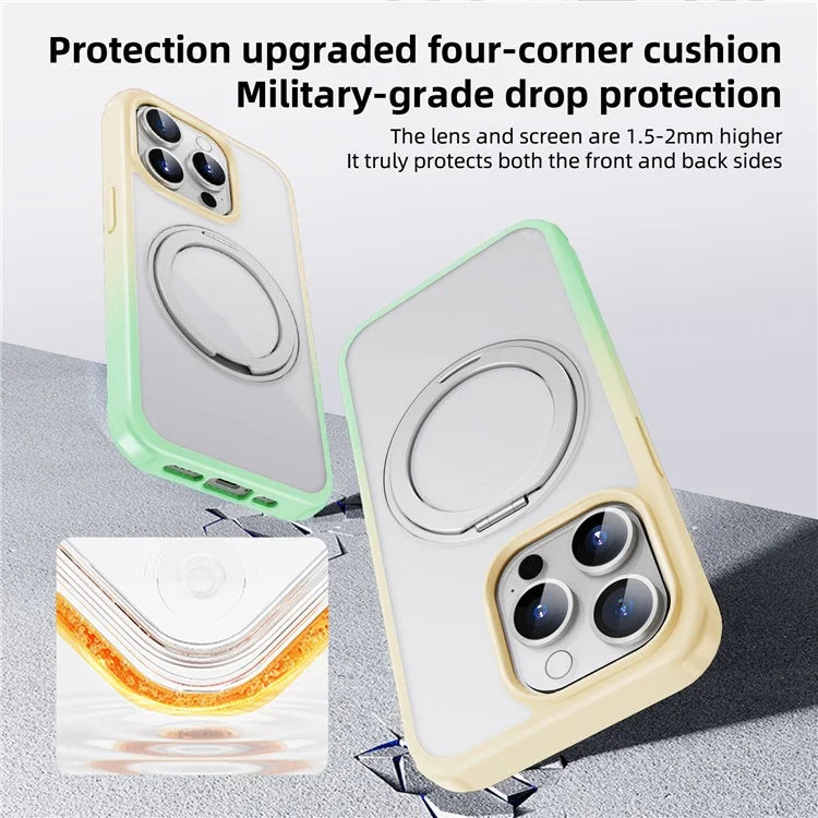 For iPhone 15 Pro Case Kickstand PC+TPU Phone Cover Compatible with MagSafe