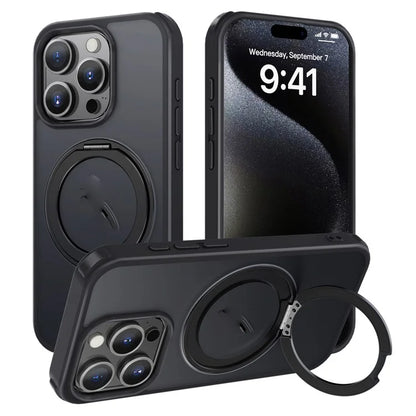 For iPhone 15 Pro Case Kickstand PC+TPU Phone Cover Compatible with MagSafe