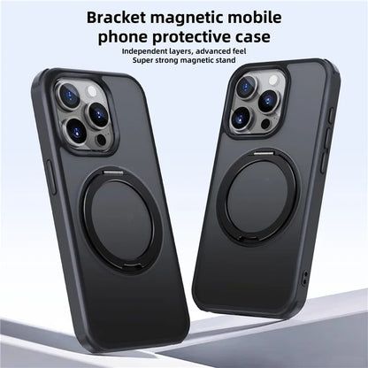 For iPhone 15 Pro Case Kickstand PC+TPU Phone Cover Compatible with MagSafe