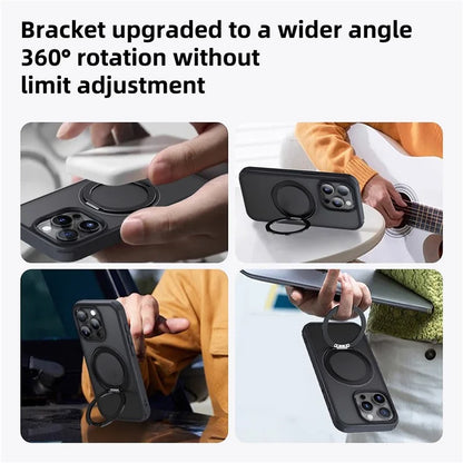 For iPhone 15 Pro Case Kickstand PC+TPU Phone Cover Compatible with MagSafe