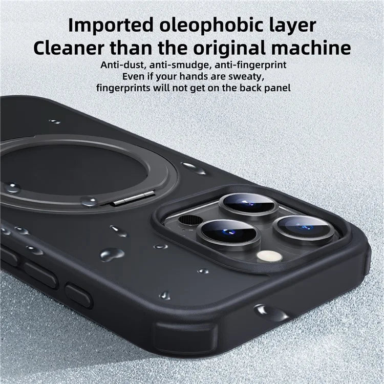 For iPhone 15 Pro Case Kickstand PC+TPU Phone Cover Compatible with MagSafe