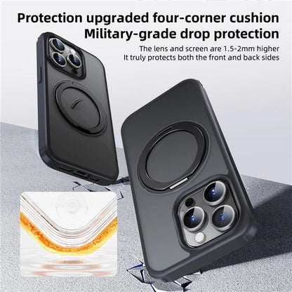 For iPhone 15 Pro Case Kickstand PC+TPU Phone Cover Compatible with MagSafe