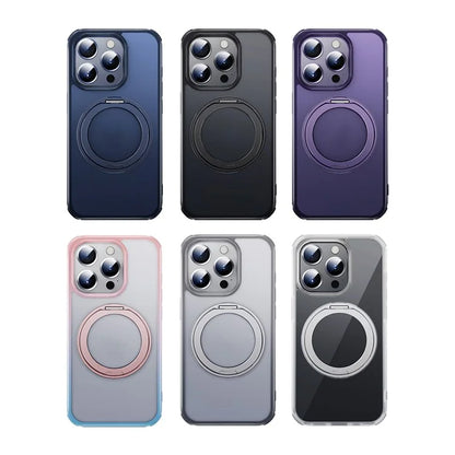 For iPhone 15 Pro Case Kickstand PC+TPU Phone Cover Compatible with MagSafe