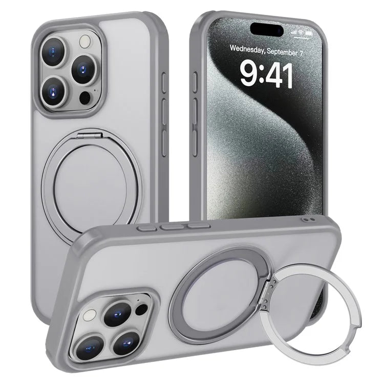For iPhone 15 Pro Case Kickstand PC+TPU Phone Cover Compatible with MagSafe