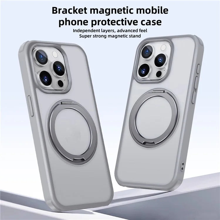For iPhone 15 Pro Case Kickstand PC+TPU Phone Cover Compatible with MagSafe