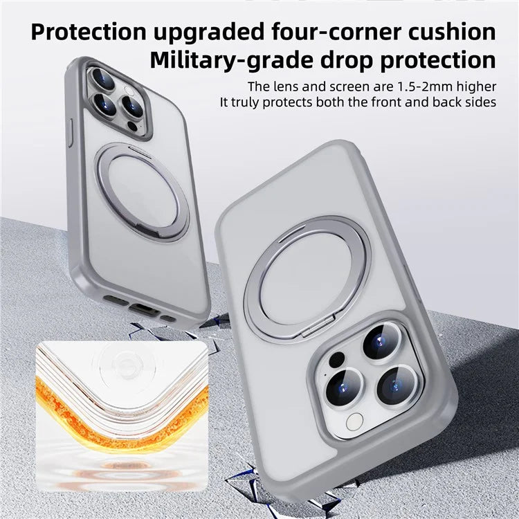 For iPhone 15 Pro Case Kickstand PC+TPU Phone Cover Compatible with MagSafe