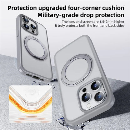 For iPhone 15 Pro Case Kickstand PC+TPU Phone Cover Compatible with MagSafe
